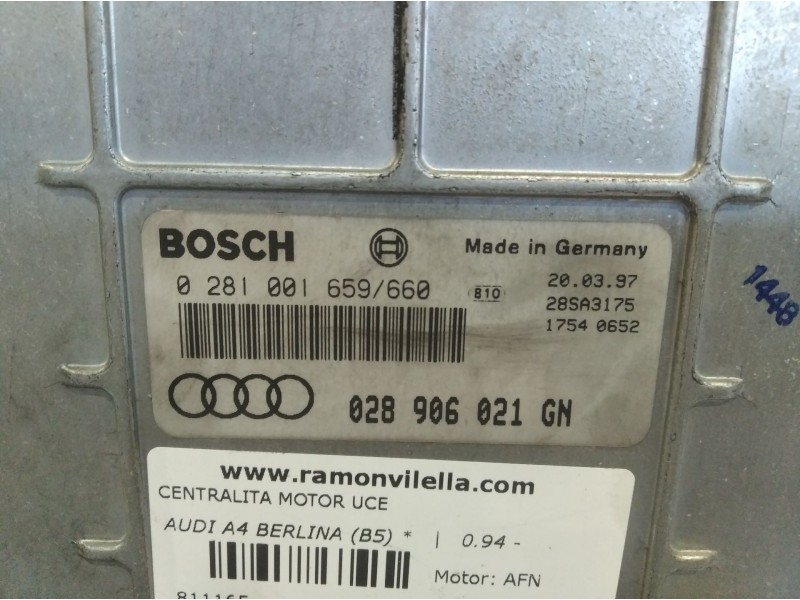Recambio de centralita motor uce para audi a4 berlina (b5)  | 0.94 - 0.99  | 0.94 - 0.99 referencia OEM IAM 0281001659  