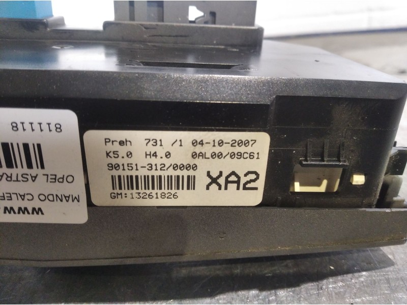 Recambio de mando calefaccion aire acondicionado para opel astra gtc 1.9 cdti referencia OEM IAM 13261826   Recambio de mando calefaccion aire acondicionado para opel astra gtc 1.9 cdti referencia OEM IAM 13261826