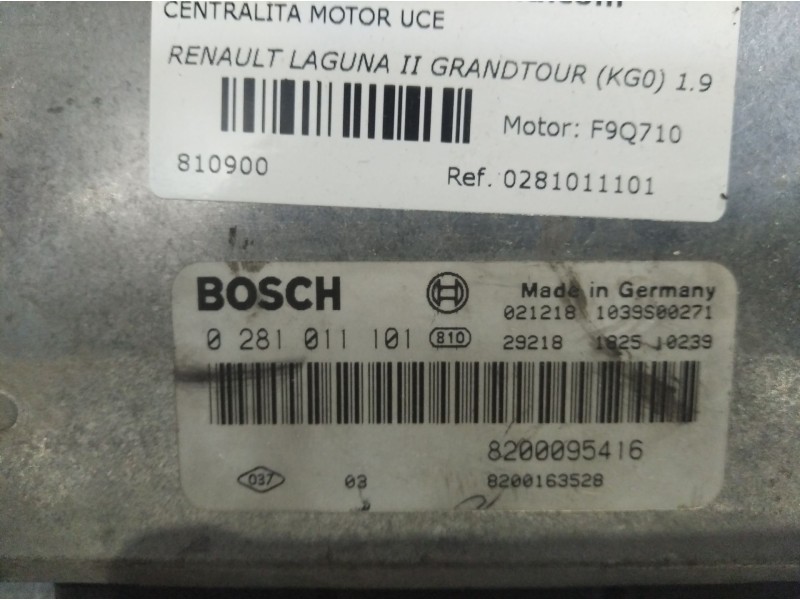 Recambio de centralita motor uce para renault laguna ii grandtour (kg0) 1.9 dci diesel | 0.01 - ... 1.9 dci diesel | 0.01 - ... 