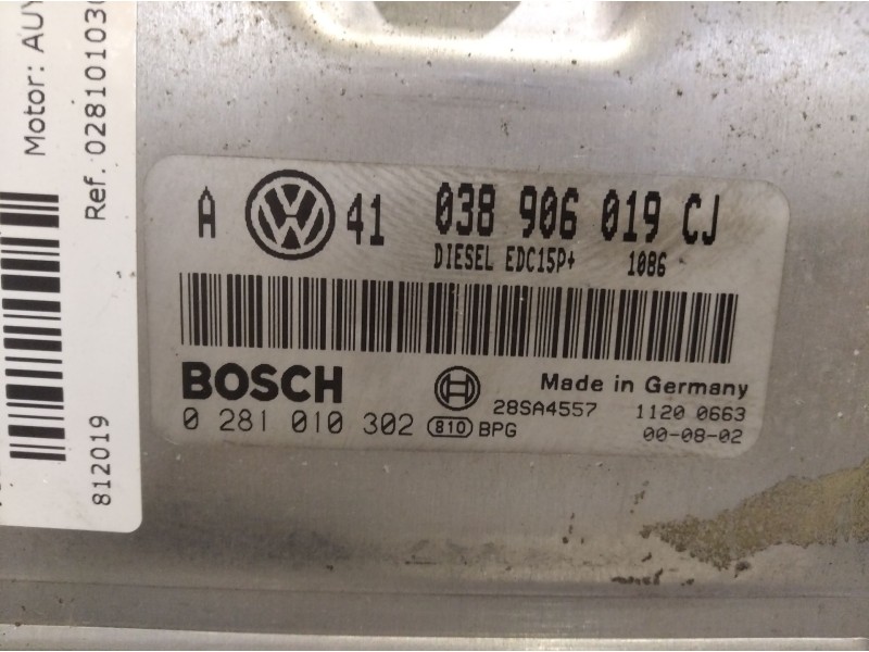 Recambio de centralita motor uce para volkswagen golf iv berlina (1j1) básico | 05.99 - ... referencia OEM IAM 0281010302 038906