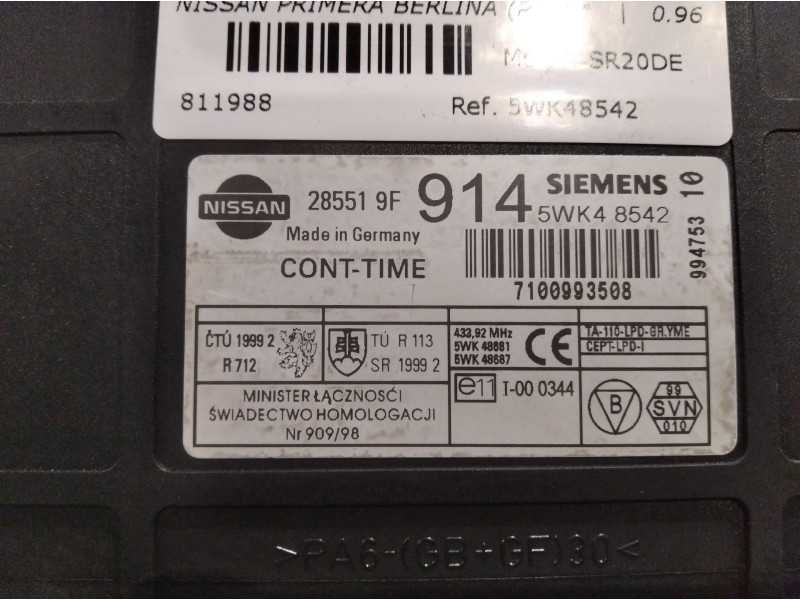 Recambio de caja reles fusibles para nissan primera berlina (p11)  | 0.96 - 0.99  | 0.96 - 0.99 referencia OEM IAM 5WK48542  