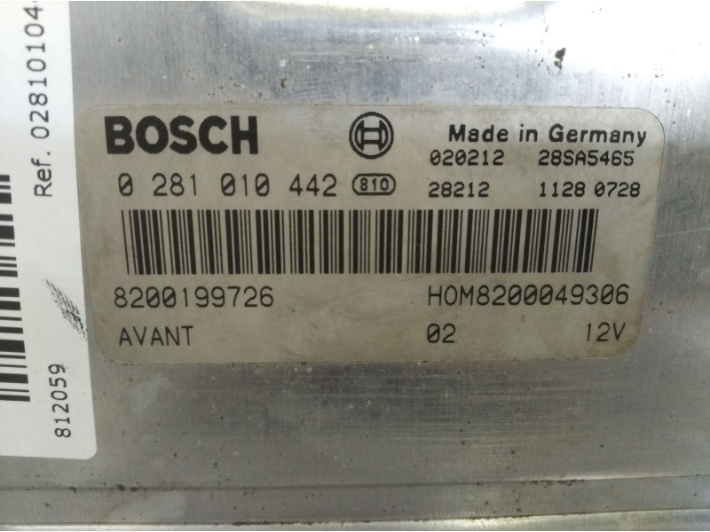 Recambio de centralita motor uce para renault megane i fase 2 berlina (ba0) 1.9 d authentique | 10.00 - ... 1.9 d authentique | 