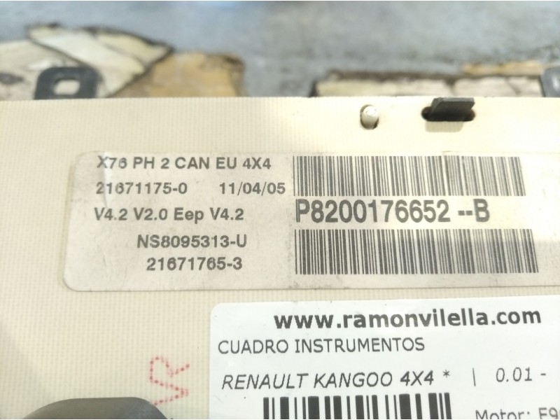 Recambio de cuadro instrumentos para renault kangoo 4x4  | 0.01 - ...  | 0.01 - ... referencia OEM IAM P8200176652B  