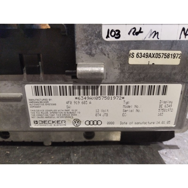Recambio de pantalla multifuncion para audi a6 berlina (4f2)  | 0.04 - 0.08  | 0.04 - 0.08 referencia OEM IAM 4F0919603A  