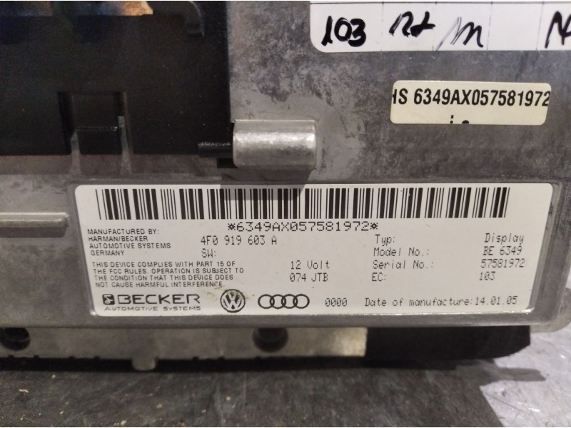Recambio de pantalla multifuncion para audi a6 berlina (4f2)  | 0.04 - 0.08  | 0.04 - 0.08 referencia OEM IAM 4F0919603A  