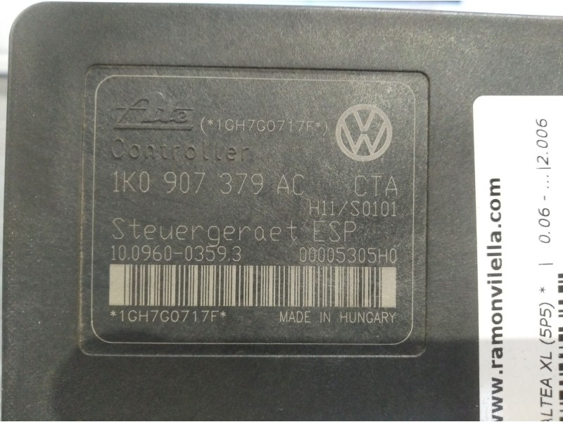Recambio de abs para seat altea xl (5p5)  | 0.06 - ...  | 0.06 - ... referencia OEM IAM 1K0907379AC 1K0614517AF  Recambio de abs para seat altea xl (5p5)  | 0.06 - ...  | 0.06 - ... referencia OEM IAM 1K0907379AC 1K0614517AF