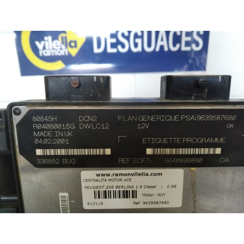Recambio de centralita motor uce para peugeot 206 berlina 1.9 diesel | 0.98 - ... 1.9 diesel | 0.98 - ... referencia OEM IAM 963