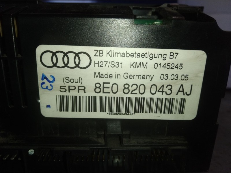 Recambio de mando climatizador para audi a4 berlina (8e) 2.0 16v tfsi referencia OEM IAM 8E0820043AJ   Recambio de mando climatizador para audi a4 berlina (8e) 2.0 16v tfsi referencia OEM IAM 8E0820043AJ