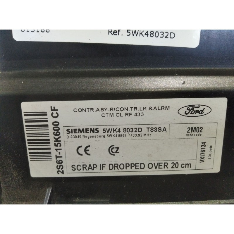 Recambio de centralita cierre para ford fusion (cbk) ambiente | 0.02 - ... ambiente | 0.02 - ... referencia OEM IAM 5WK48032D  