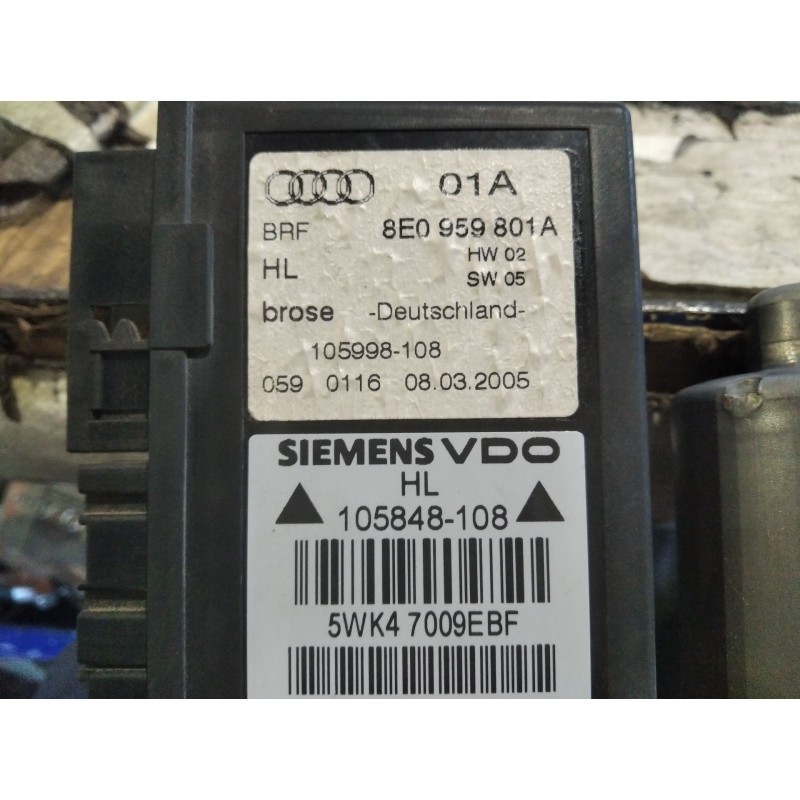 Recambio de motor elevalunas trasero izquierdo para audi a4 berlina (8e) 2.0 16v tfsi referencia OEM IAM 8E0959801A 5WK47009 