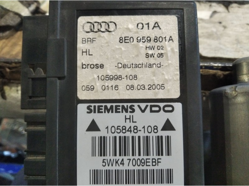 Recambio de motor elevalunas trasero izquierdo para audi a4 berlina (8e) 2.0 16v tfsi referencia OEM IAM 8E0959801A 5WK47009 