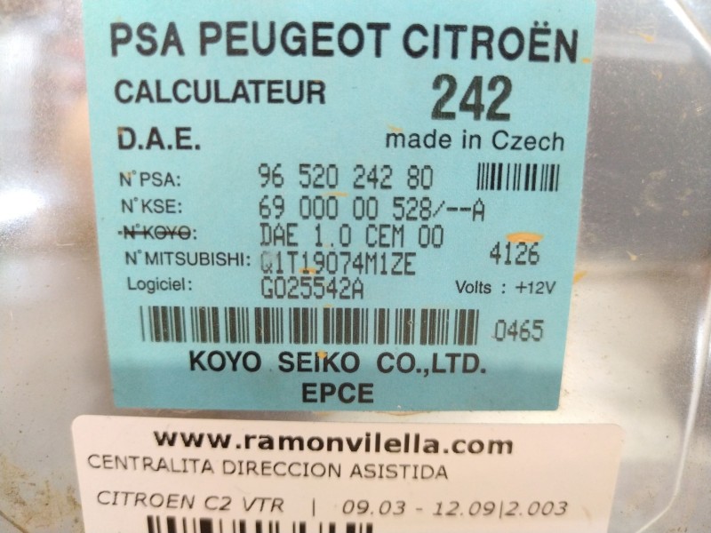 Recambio de centralita direccion asistida para citroen c2 vtr | 09.03 - 12.09 vtr | 09.03 - 12.09 referencia OEM IAM G025542A  
