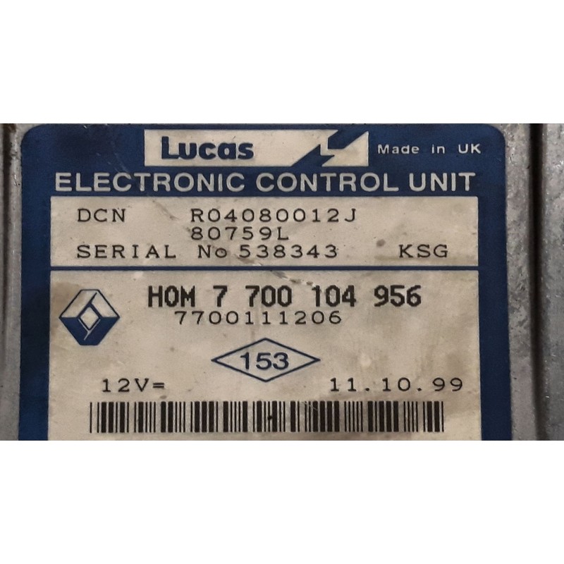 Recambio de centralita motor uce para renault kangoo (f/kc0)  | 0.97 - 0.05  | 0.97 - 0.05 referencia OEM IAM 7700104956 R040800