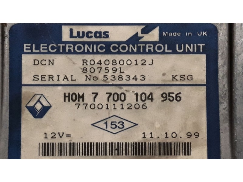 Recambio de centralita motor uce para renault kangoo (f/kc0)  | 0.97 - 0.05  | 0.97 - 0.05 referencia OEM IAM 7700104956 R040800