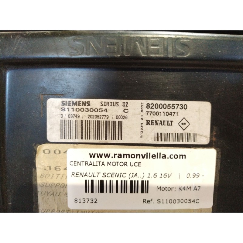 Recambio de centralita motor uce para renault scenic (ja..) 1.6 16v | 0.99 - ... 1.6 16v | 0.99 - ... referencia OEM IAM S110030