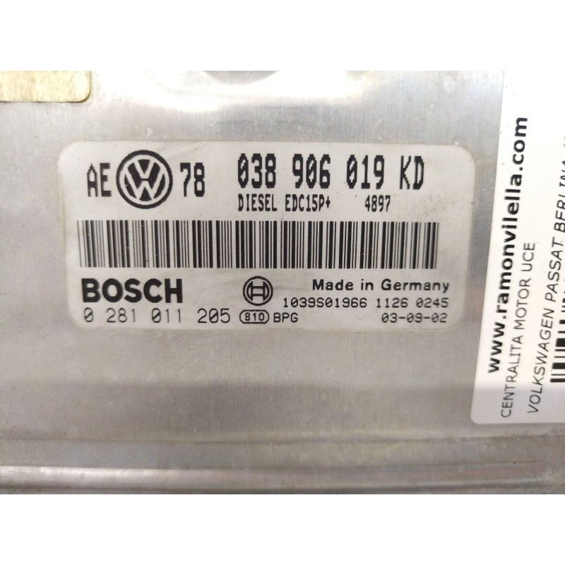 Recambio de centralita motor uce para volkswagen passat berlina (3b3) 1.9 tdi | 0.00 - ... 1.9 tdi | 0.00 - ... referencia OEM I