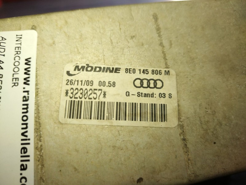 Recambio de intercooler para audi a4 berlina (8e) 2.0 16v tfsi referencia OEM IAM 8E0145806M   Recambio de intercooler para audi a4 berlina (8e) 2.0 16v tfsi referencia OEM IAM 8E0145806M
