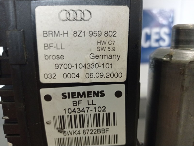 Recambio de motor elevalunas delantero derecho para audi a2 (8z)  | 0.00 - 0.05  | 0.00 - 0.05 referencia OEM IAM 5WK48722BBF  