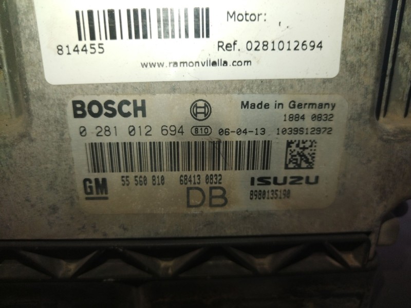 Recambio de centralita motor uce para opel astra h berlina referencia OEM IAM 0281012694 55560810  Recambio de centralita motor uce para opel astra h berlina referencia OEM IAM 0281012694 55560810