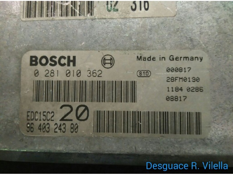 Recambio de centralita motor uce para peugeot 306 berlina 3/4/5 puertas (s2)(04.1997) boulebard | 05.99 - 12.03 (04.1997) bouleb