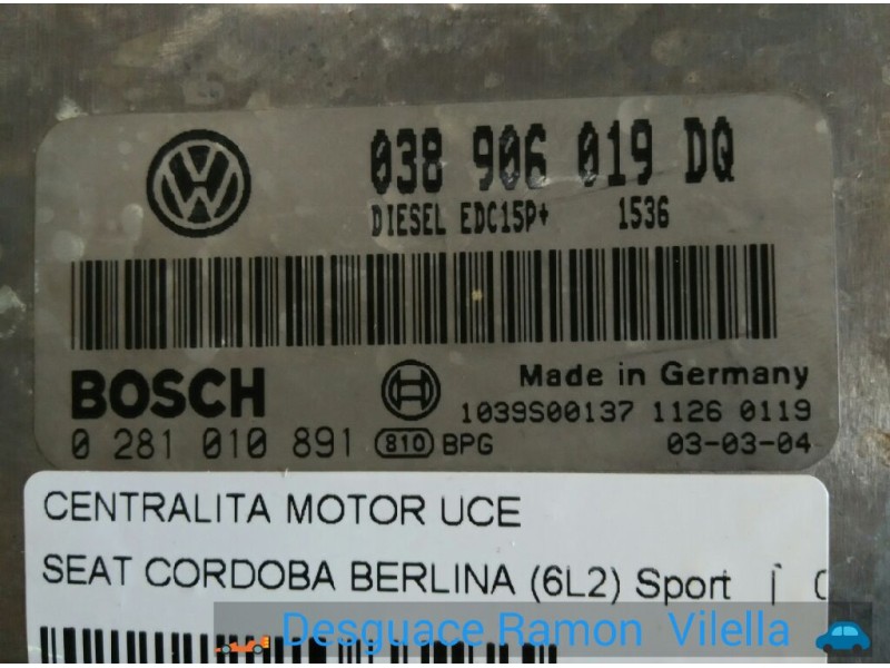 Recambio de centralita motor uce para seat cordoba berlina (6l2) sport | 09.02 - 12.08 sport | 09.02 - 12.08 referencia OEM IAM 