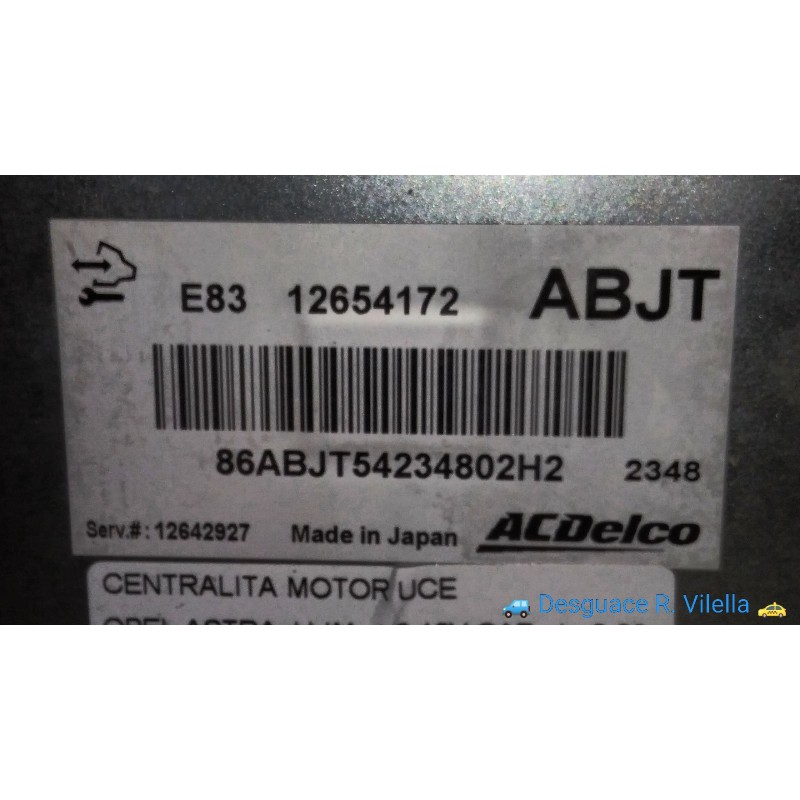 Recambio de centralita motor uce para opel astra j lim. 1.6 16v cat | 0.09 - ... 1.6 16v cat | 0.09 - ... referencia OEM IAM 126
