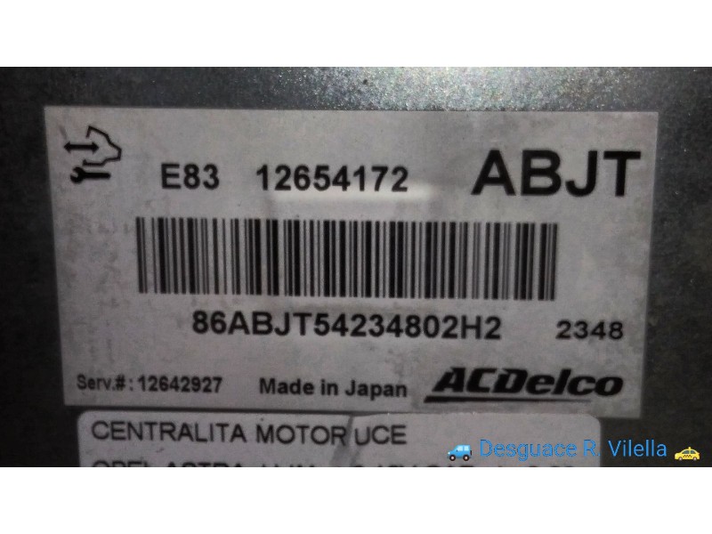 Recambio de centralita motor uce para opel astra j lim. 1.6 16v cat | 0.09 - ... 1.6 16v cat | 0.09 - ... referencia OEM IAM 126