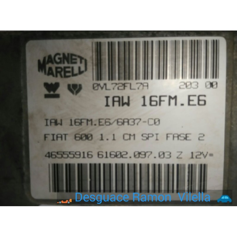 Recambio de centralita motor uce para fiat seicento (187) hobby | 0.98 - ... hobby | 0.98 - ... referencia OEM IAM IAW16FME6 465