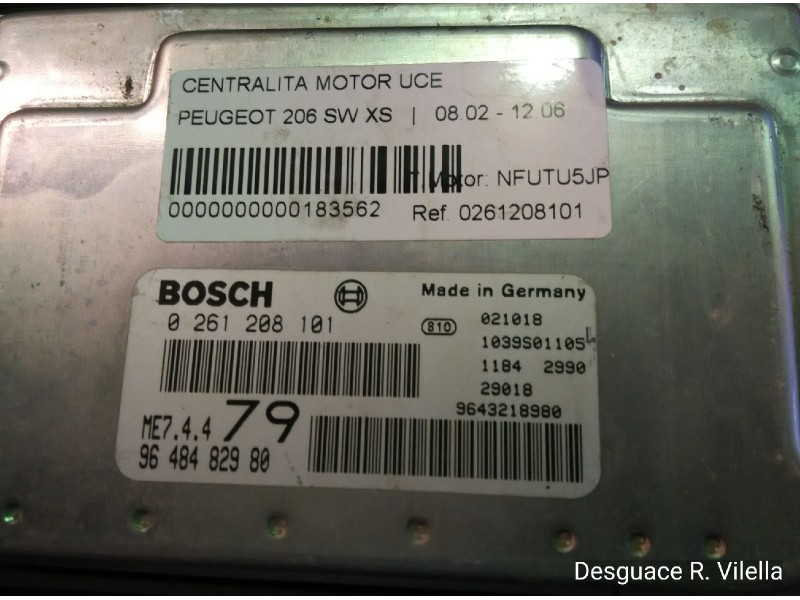 Recambio de centralita motor uce para peugeot 206 sw xs | 08.02 - 12.06 xs | 08.02 - 12.06 referencia OEM IAM 0261208101 9648482