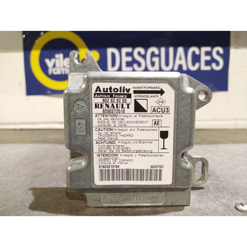 Recambio de centralita airbag para renault kangoo (f/kc0) 1.9 diesel | 0.03 - ... 1.9 diesel | 0.03 - ... referencia OEM IAM 820