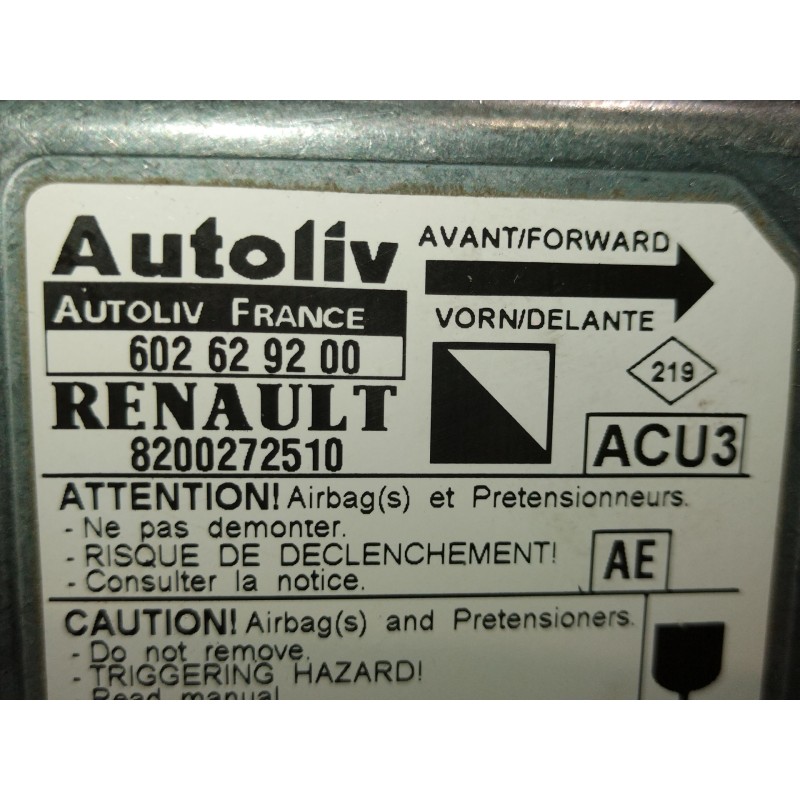 Recambio de centralita airbag para renault kangoo (f/kc0) 1.9 diesel | 0.03 - ... 1.9 diesel | 0.03 - ... referencia OEM IAM 820