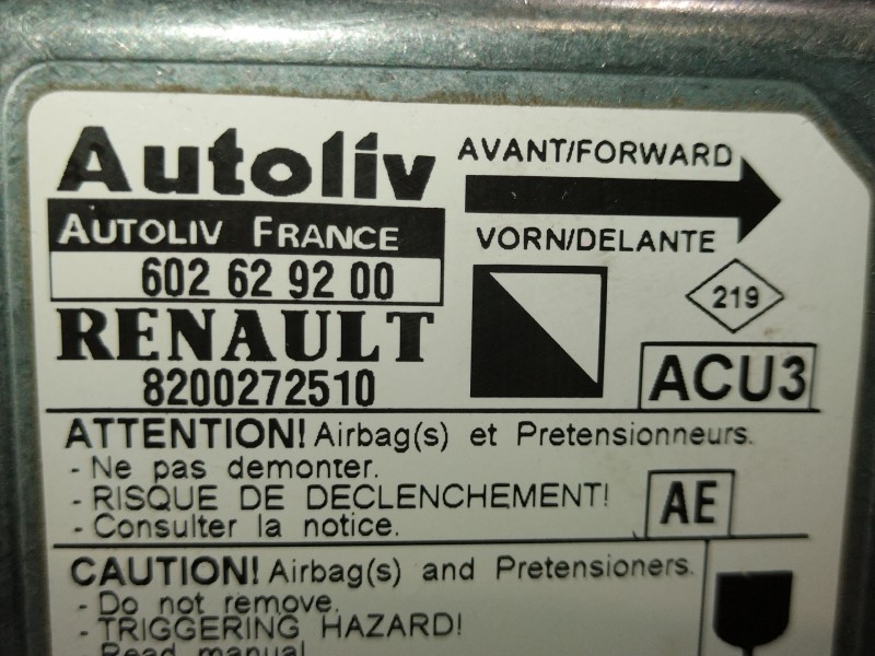 Recambio de centralita airbag para renault kangoo (f/kc0) 1.9 diesel | 0.03 - ... 1.9 diesel | 0.03 - ... referencia OEM IAM 820