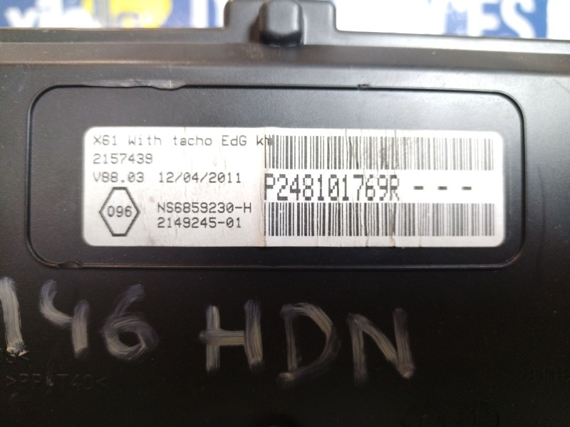 Recambio de cuadro instrumentos para renault kangoo dynamique | 0.08 - ... dynamique | 0.08 - ... referencia OEM IAM P248101769R