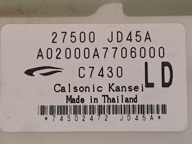 Recambio de mando climatizador para nissan qashqai 2.0 dci acenta 4x2 referencia OEM IAM 27500JD45A A02000A7706000  Recambio de mando climatizador para nissan qashqai 2.0 dci acenta 4x2 referencia OEM IAM 27500JD45A A02000A7706000