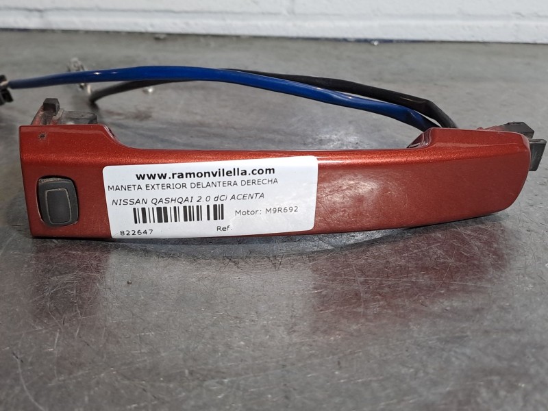 Recambio de maneta exterior delantera derecha para nissan qashqai 2.0 dci acenta 4x2 referencia OEM IAM    Recambio de maneta exterior delantera derecha para nissan qashqai 2.0 dci acenta 4x2 referencia OEM IAM