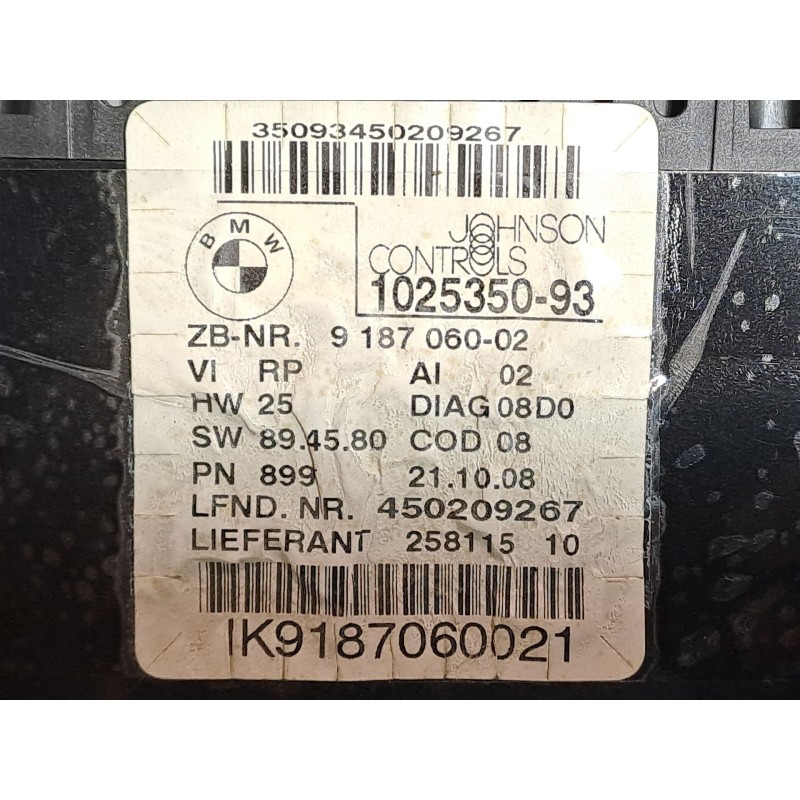 Recambio de cuadro instrumentos para bmw serie 3 berlina (e90)  | 0.04 - ...  | 0.04 - ... referencia OEM IAM 102535093 91870600