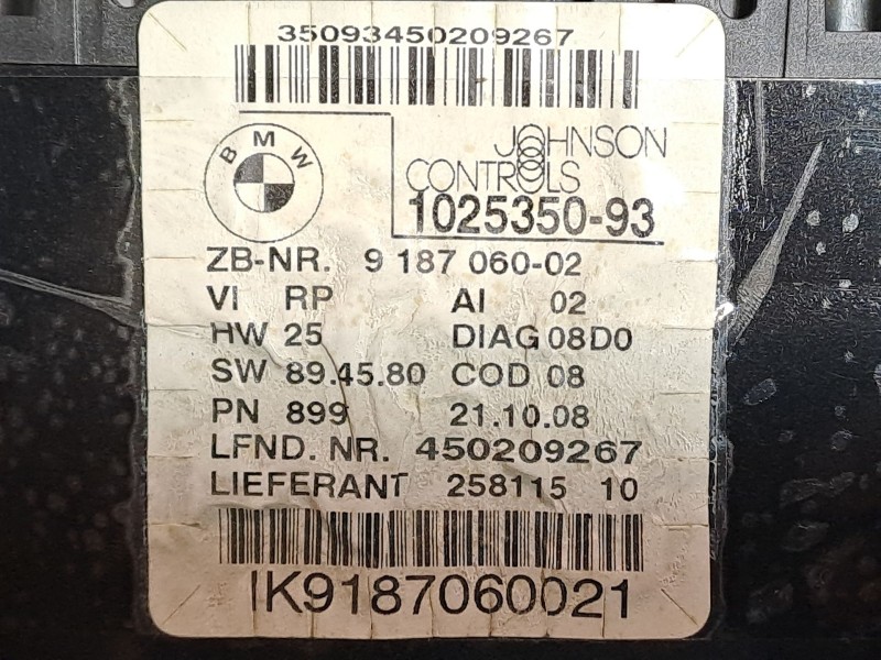 Recambio de cuadro instrumentos para bmw serie 3 berlina (e90)  | 0.04 - ...  | 0.04 - ... referencia OEM IAM 102535093 91870600