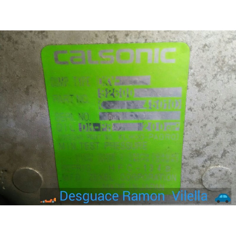 Recambio de compresor aire acondicionado para nissan almera (n15) gx | 07.95 - 12.00 gx | 07.95 - 12.00 referencia OEM IAM 92600