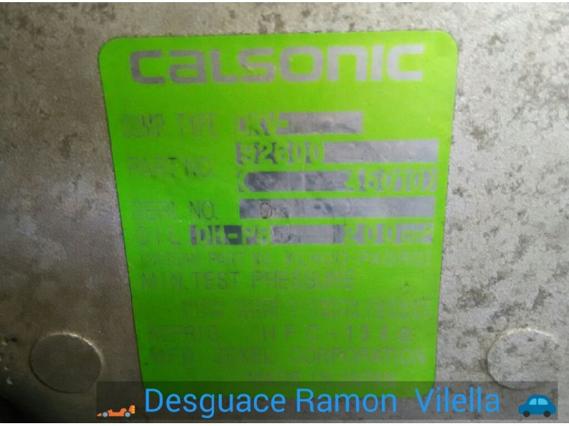 Recambio de compresor aire acondicionado para nissan almera (n15) gx | 07.95 - 12.00 gx | 07.95 - 12.00 referencia OEM IAM 92600