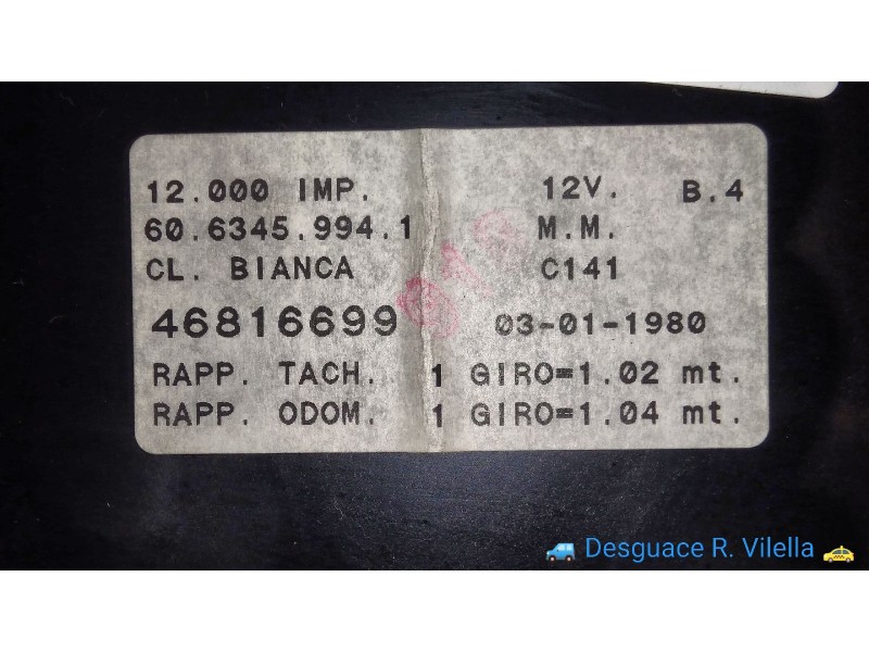 Recambio de cuadro instrumentos para fiat brava (182) jtd 105 / 100 clima | 08.00 - ... jtd 105 / 100 clima | 08.00 - ... refere
