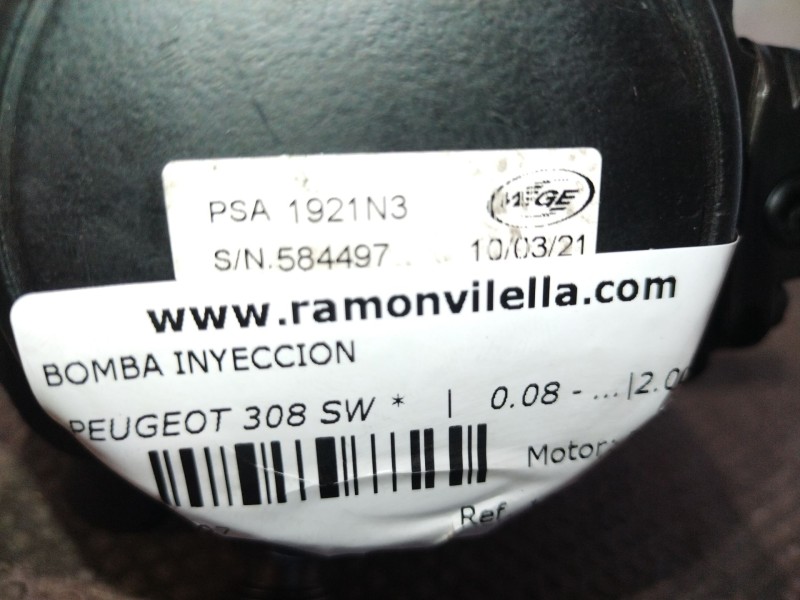 Recambio de bomba inyeccion para peugeot 308 sw  | 0.08 - ...  | 0.08 - ... referencia OEM IAM 1921N3   Recambio de bomba inyeccion para peugeot 308 sw  | 0.08 - ...  | 0.08 - ... referencia OEM IAM 1921N3