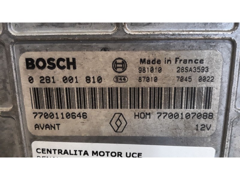 Recambio de centralita motor uce para renault megane i berlina hatchback (ba0) 1.9 dt alize | 01.96 - 12.97 1.9 dt alize | 01.96