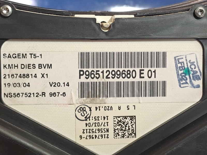 Recambio de cuadro instrumentos para peugeot 307 (s1) 2.0 hdi fap cat referencia OEM IAM P9651299680E NS5675212R 