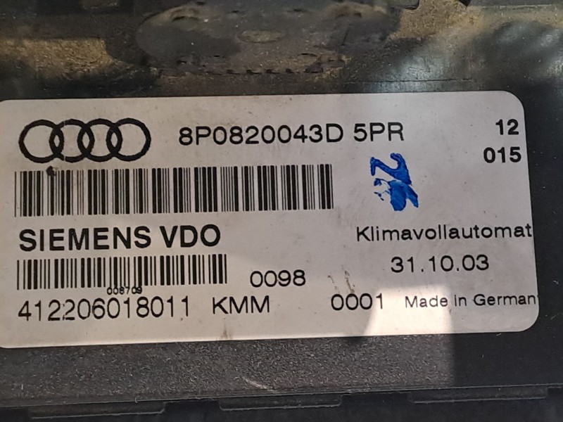 Recambio de mando climatizador para audi a3 (8p) 2.0 tdi ambiente referencia OEM IAM 8P0820043D 412206018011  Recambio de mando climatizador para audi a3 (8p) 2.0 tdi ambiente referencia OEM IAM 8P0820043D 412206018011