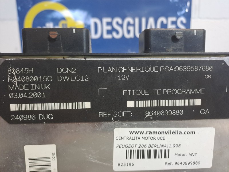 Recambio de centralita motor uce para peugeot 206 berlina xn referencia OEM IAM 9640899880  