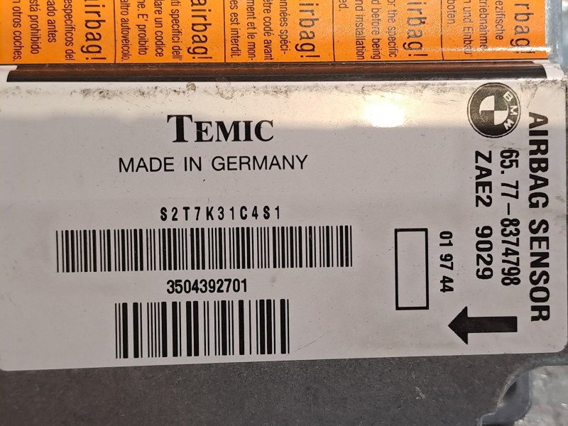 Recambio de centralita airbag para bmw serie 3 compacto (e36) 1.6 cat referencia OEM IAM 65778374798 3504392701  Recambio de centralita airbag para bmw serie 3 compacto (e36) 1.6 cat referencia OEM IAM 65778374798 3504392701