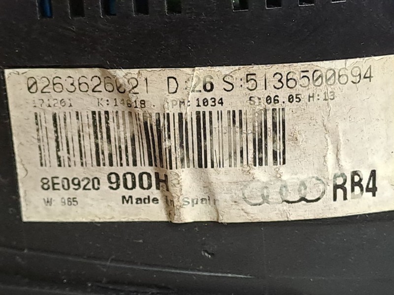 Recambio de cuadro instrumentos para audi a4 berlina (8e) referencia OEM IAM 8E0920900H 0263626021  Recambio de cuadro instrumentos para audi a4 berlina (8e) referencia OEM IAM 8E0920900H 0263626021