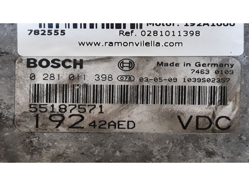 Recambio de centralita motor uce para fiat stilo multi wagon (192) 1.9 jtd 115 | 0.03 - ... 1.9 jtd 115 | 0.03 - ... referencia 