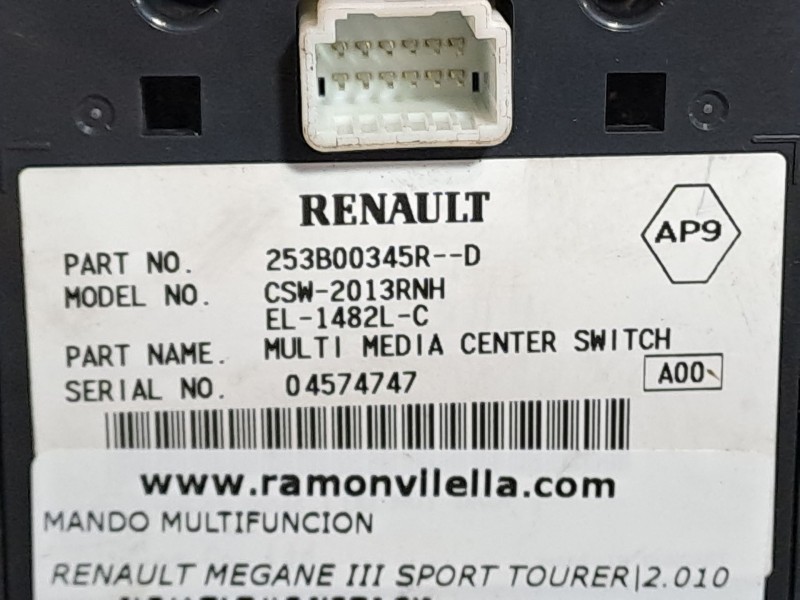 Recambio de mando multifuncion para renault megane iii sport tourer business referencia OEM IAM 253B00345R 04574747 