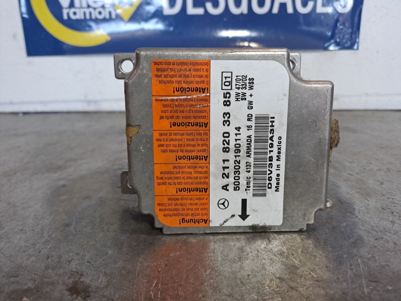 Recambio de centralita airbag para mercedes clase e (w211) berlina 2.6 cat referencia OEM IAM A2118203385 500302190114 